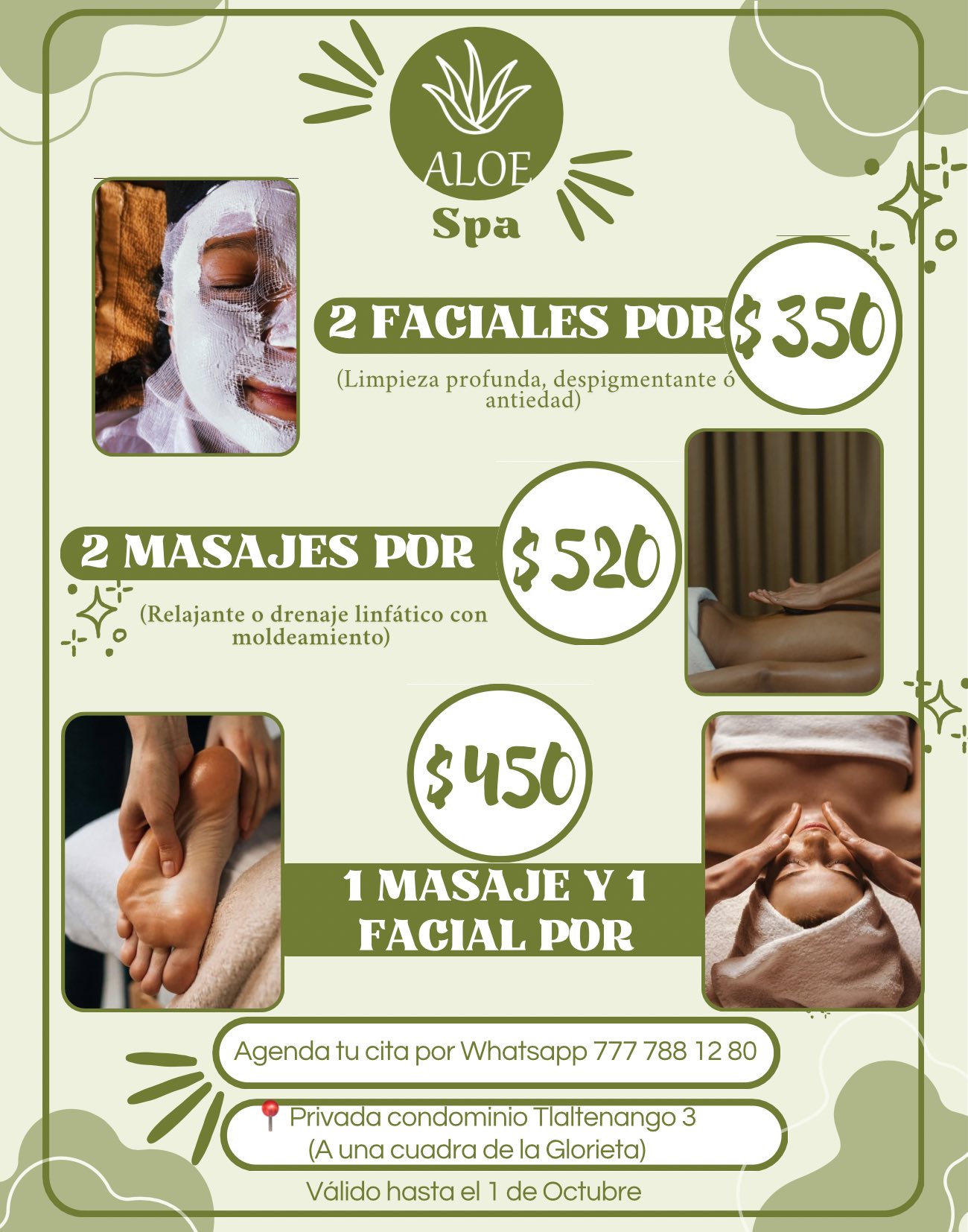 Promos de faciales y masajes